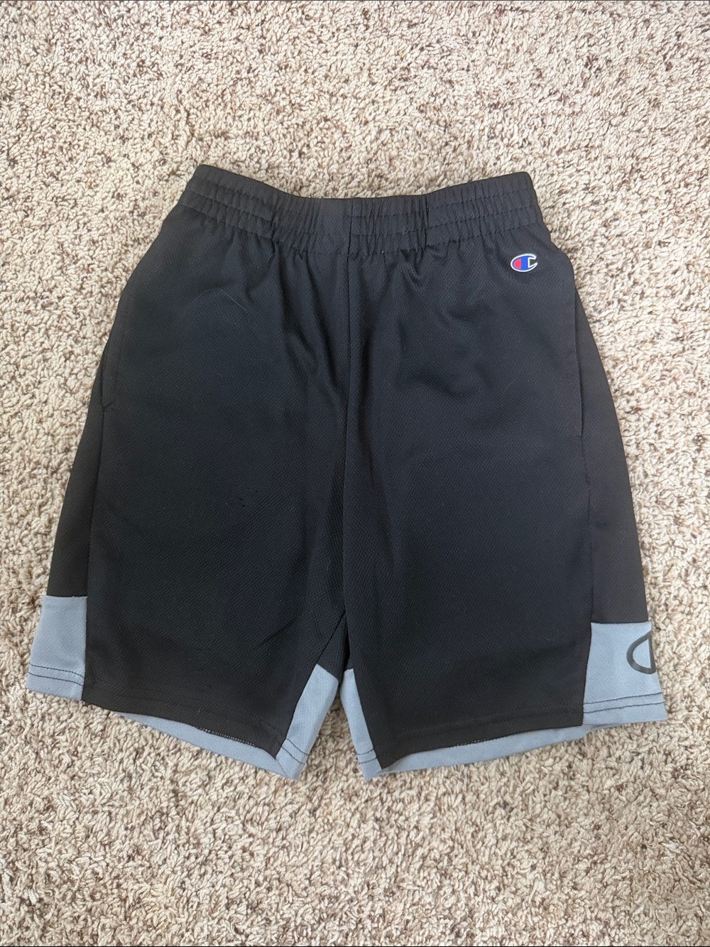 Champion Black Mesh Athletic Shorts with Gray Trim